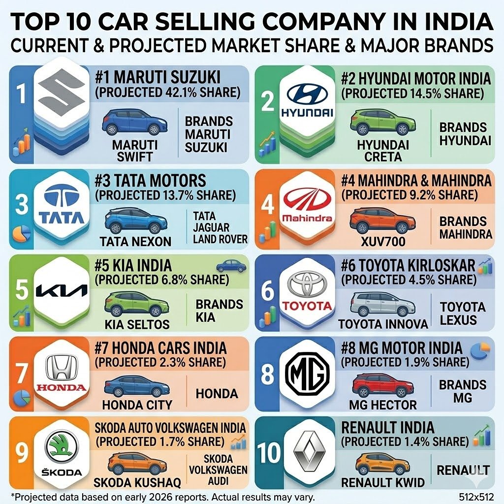 Top 10 car Selling Company in India